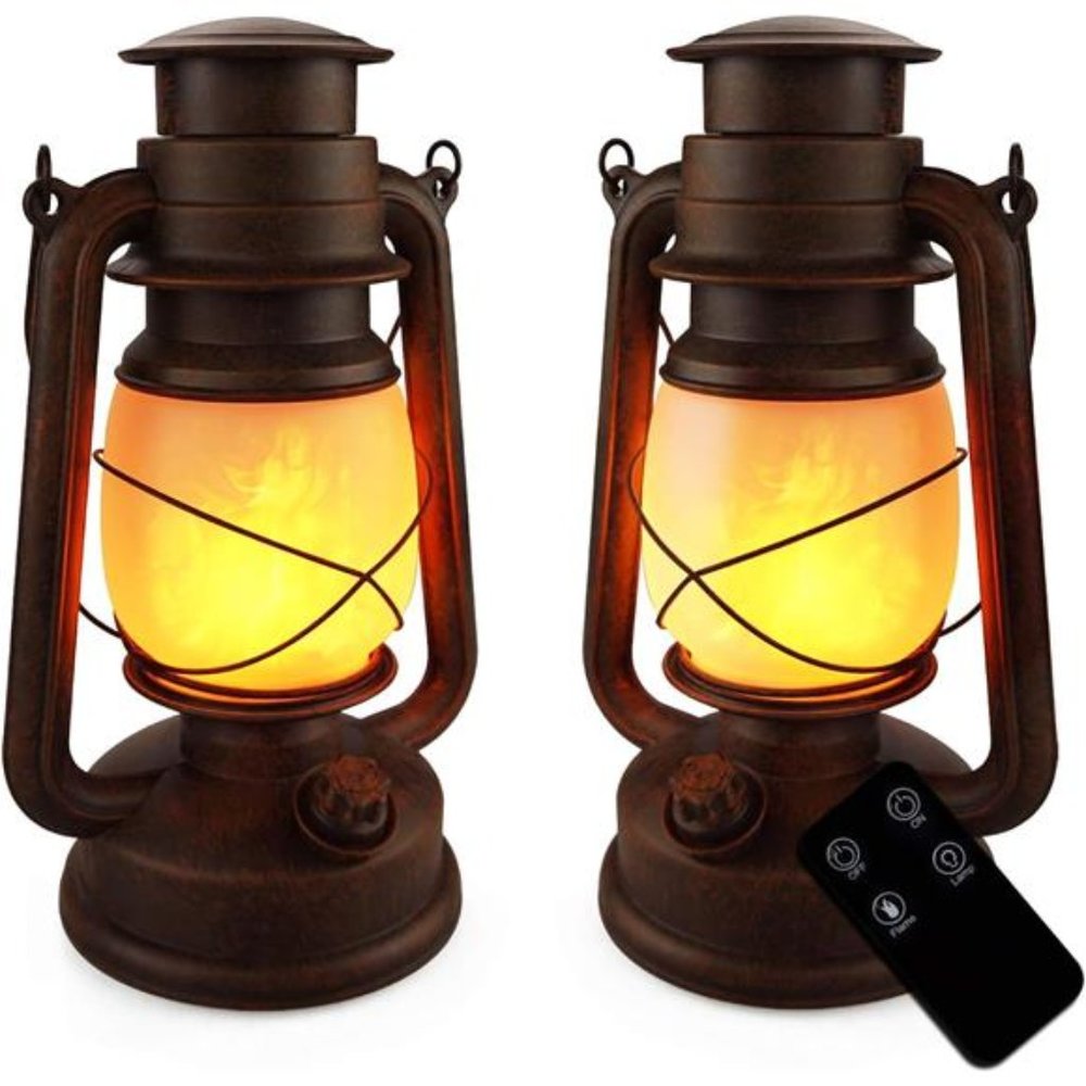LED Vintage Lantern Battery Operated Rustic Lantern Outdoor Decoration